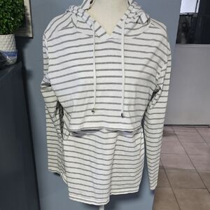 Striped Gray Hoodie Sweatshirt